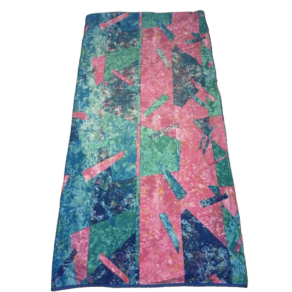Springmaid Pillowcase Set Jewel Marble KING Geo Abstract‎ Vtg Memphis Blue Pink